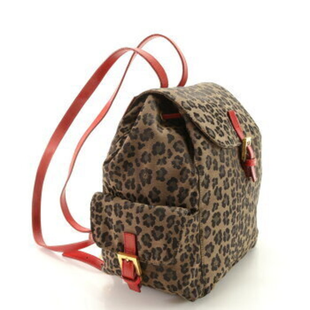 Fendi leopard leather canvas backpack - image 4